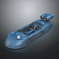 Modern Blue Water Vehicle With Two Engines Comfortable Seats And Open Structure Design