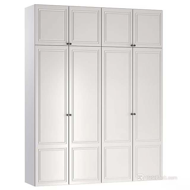 Modern White Entryway Cabinet Sideboard With Mirror Doors And Multiple Storage Compartments 3d model