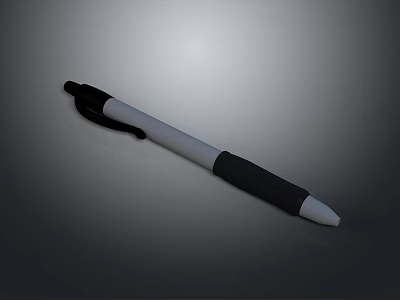 Black And White Ballpoint Pen With Ergonomic Rubber Grip For Daily Writing 3d model