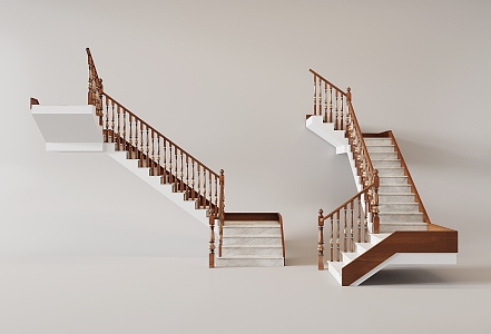 American Stair Solid Wood Railing Handrail 3d model