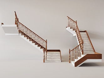 American Stair Solid Wood Railing Handrail 3d model