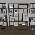 Antique Solid Wood Bookshelf New Chinese-style Multi-layer Storage Rack Floor-standing Hollow Decorative Bookshelf 3d model