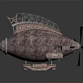 Vintage Cosmic Spaceship With Fish Shaped Design Metallic Parts And Propeller