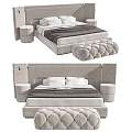 Modern Double Bed With Upholstered Headboard Nightstands Bed Bench And Neutral Tones