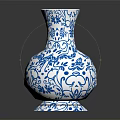 Elegant Blue And White Vase With Intricate Patterns For Home Decor 3d model