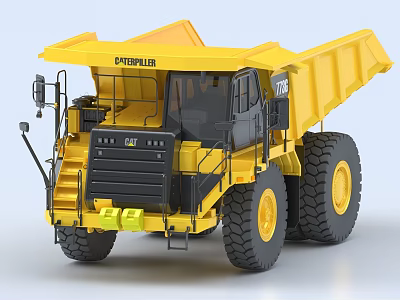 Yellow CAT 797F Heavy Duty Dump Truck with Large Tires and Cab Design 3d model