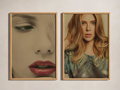 Two Portrait Paintings Featuring Facial Close up and Full Body with Long Hair and Lips 3d model