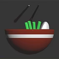 Delicious Ramen Bowl With Soft Boiled Eggs Noodles Green Vegetables And Decorative Pink Flower