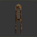 Antique Wooden Tower Model with Intricate Carvings Multi Layer Structure Dome Top and Pillar Support