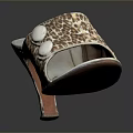 Stylish Leopard Print High Heel Slippers With Round Decorative Buttons For Women