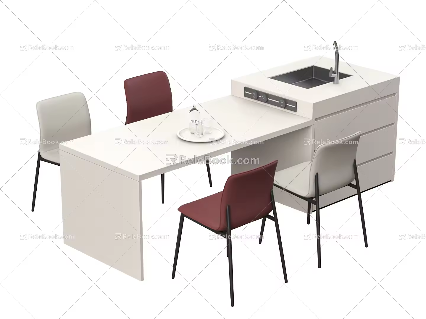 Island Table and Chair 3d model
