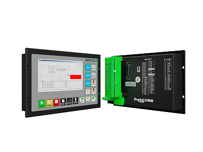 DeltaDore Industrial Computer Control Panel With Touch Screen Interface And Green Connector Module 3d model