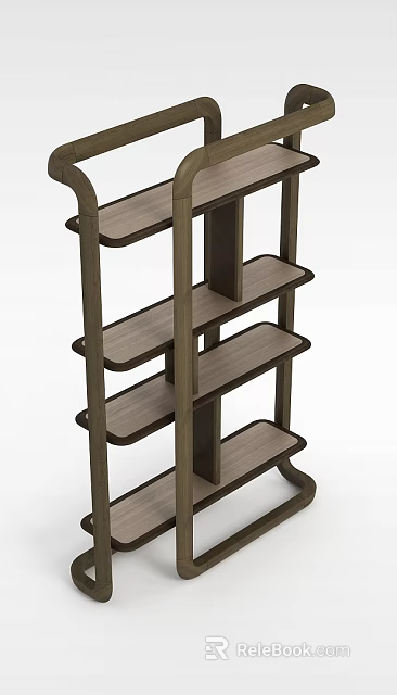 Modern Wooden Storage Cabinet With Multiple Shelves For Home Organization 3d model 