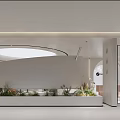 Modern Minimalist Interior Design With Circular Skylight Green Plants Glass Door And White Walls