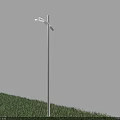 Modern Outdoor Light With Sleek Metal Pole Standing On Green Lawn For Garden Illumination