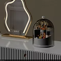 Modern White Dressing Table With Gold Knob Drawers Decorative Mirror And Glass Cloche Organizer