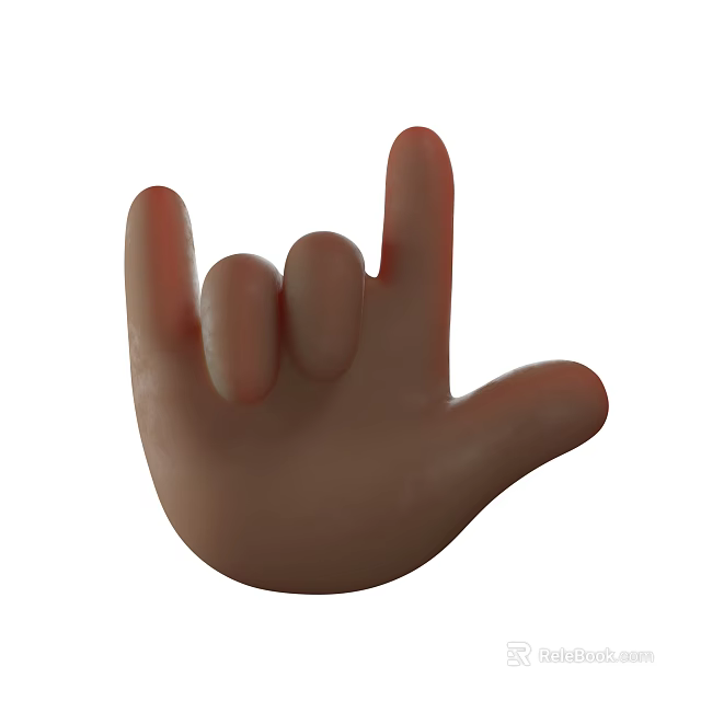 Game or Movie Character Showing 3D Rock Hand Gesture with Stylish Design 3d model 