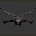Child in Black Bodysuit with White Wings Pink Rabbit Ears and Black Bird on Shoulder