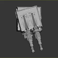 Double Barrel Turret Weapon Model With Detailed Military Base Design