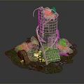 Tower defense sentry tower air defense watchtower observatory tower loft 3d model