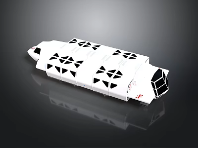 Detailed White Model Spaceship With Geometric Patterns And Reflective Surface 3d model