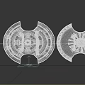 Decorative Shields With Geometric Pattern Blue Center And Sun Design Ornate Edges