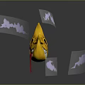 Yellow Moon Shaped Decorative Living Goods With Cartoon Eye Teeth And Purple Clouds