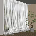 Modern Curtain Window Screen 3d model