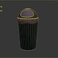 Black Modern Trash Can With Round Lid And Silver Rim Design