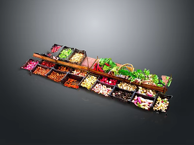 Fresh Assorted Food Ingredients In Compartment Tray With Vibrant Colors And Varieties 3d model
