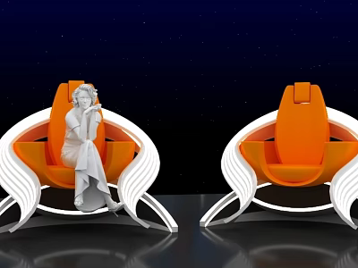 Variety Show Guest Sofa Seat Curved Light Box Decoration Guest Seat Judges Table 3d model