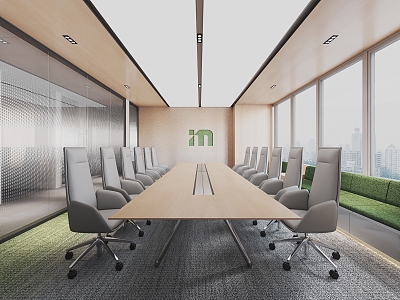 Meeting Room Conference Table Conference Chair Glass Film Carpet Card Seat model