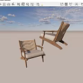 Modern Single Accent Chair With Wooden Frame Gray Cushion And Woven Backrest