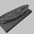 Vintage Weathered Blue Wooden Boat With Worn Paint On Gravel Platform