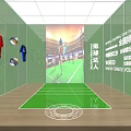 World Chinese Volleyball Themed Indoor Exhibition Area With Sports Gear And Match Scene
