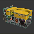 Yellow Industrial Equipment Cart with Technology Labeled Tanks and Metal Frame