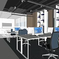 Modern public office area 3d model
