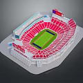 Modern Sports Stadium Featuring Red Seats Green Football Field And Grandstand As Fitness Venue