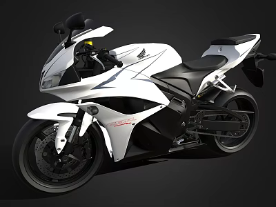 White And Black Sport Motorcycle With Sleek Design Black Seat And Tires 3d model