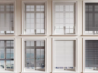 Various Window Blinds Styles on Multiple Home Windows for Interior Design 3d model