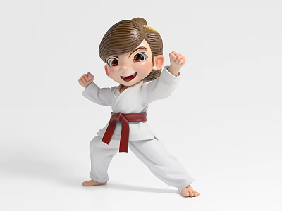 Cartoon Characters Cartoon Characters Hand Ornaments Decoration Meichen Taekwondo Characters Glass Fiber Reinforced Plastic Sculptures 3d model
