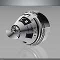 White Circular Spacecraft Module With Window Antenna And Technical Panel Details 3d model