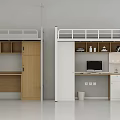 Modern Multifunctional Bunk Bed Design With Study Desk Storage Cabinets And Shelves 3d model