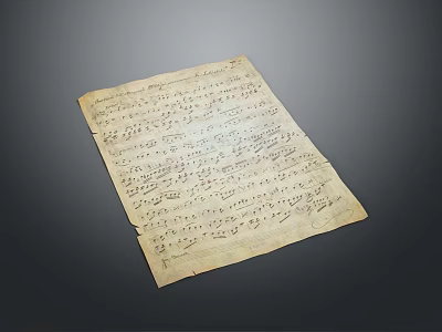 Vintage Old Paper With Handwritten Notes And Music Symbols For Daily Use 3d model