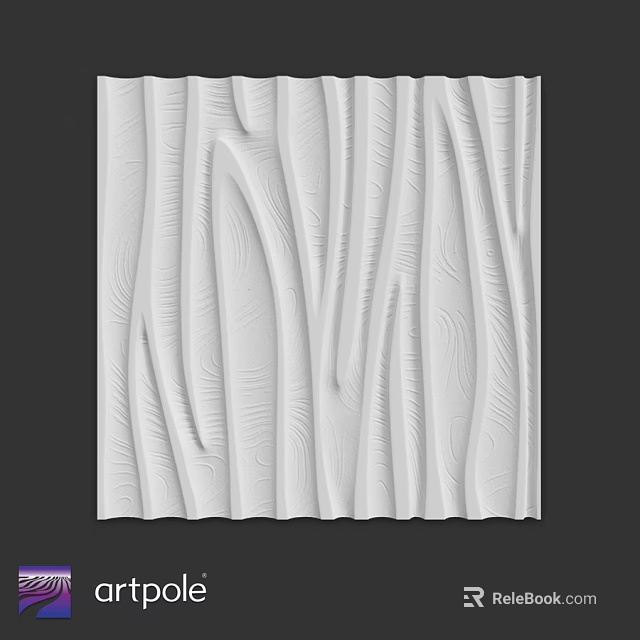 Decorative Wall Panel With White Textured Surface And Curved Lines For Interior Design 3d model 