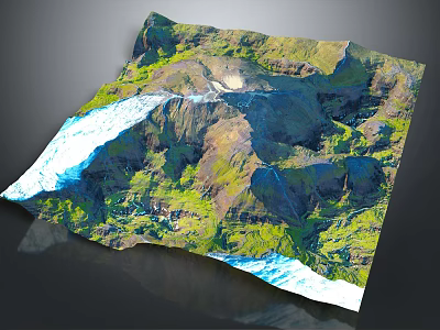 3D Topographic Model For Garden Landscape Featuring Mountain Terrain Green Vegetation And Streams 3d model