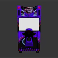 Purple Arcade Gaming Machine With Comfortable Seat Screen And Decorative Graphics