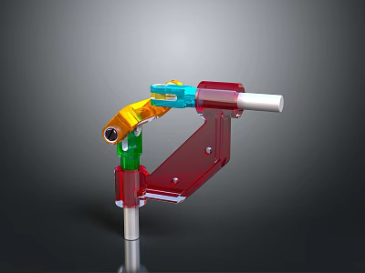 Mechanical Character Structure Featuring Multicolored Parts And Metal Rod Components Design 3d model