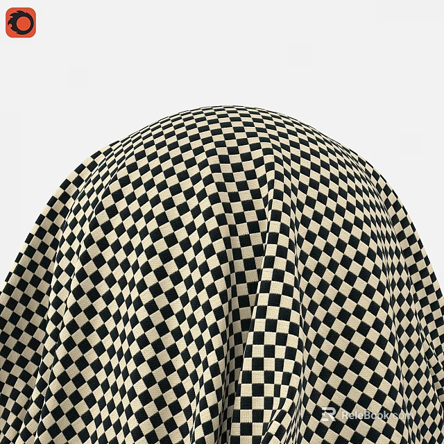 Domed Component Covering With Classic Black White Checkered Fabric Pattern 3d model