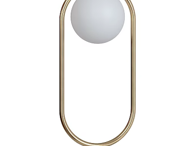 Modern Gold Frame Table Lamp with White Sphere and Oval Design for Home Decor 3d model